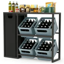 DanDiBo Ambiente Getränkekistenregal 4 Kisten mit Ablage 2 in 1 Metall 96647  Schwarz