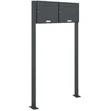 AL Briefkastensysteme Standbriefkasten 2 Fach grau inkl. Zeitungsfach