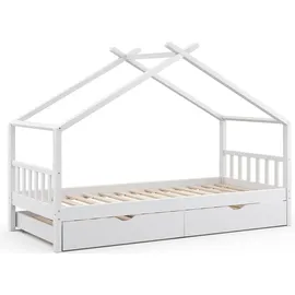 VitaliSpa Hausbett Design 90 x 200 cm Kiefer massiv weiß