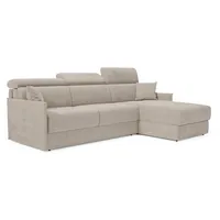 Miryam Ecksofa Mit Matratze Mit Verstellbaren Kopfstützen Aus Weichem, Fleckenabweisendem Stoff T31 252 Cm Rechts Graubeige