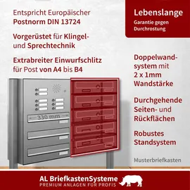 AL Briefkastensysteme Durchwurfbriefkasten 12 Fach Silber