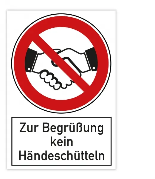 Verbotsschild - Zur Begrüßung kein Händeschütteln (200x300 mm)