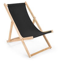 Holz Sonnenliege Strandliege Liegestuhl aus Holz Gartenliege (schwarz)