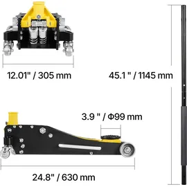 Vevor Rangierwagenheber Stahl 95–475 mm Gelb/Schwarz