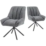 dubi möbel Polsterstuhl Mika-Mira Polyester grau 2er Set