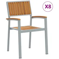 VidaXL Gartenstühle 8 Stk. Stapelbar Grau Stahl & Massivholz