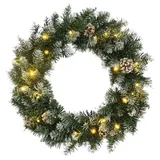 vidaXL Weihnachtskranz mit LED-Leuchten Grün 45 cm PVC