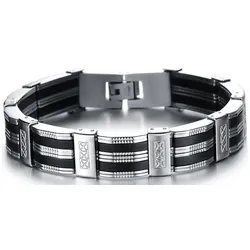 Gliederarmband, Armschmuck, 260873-0 silberfarben-schwarz