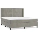 vidaXL Boxspringbett mit Matratze Hellgrau 180x200 cm Samt1396369