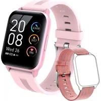 Smartwatch für Damen, Fitness-Armband, Touchscreen, wasserdicht, mit Schrittzähler, Herzfrequenzmesser, Bluetooth, mit 2 Armbändern für Android... - Schwarz