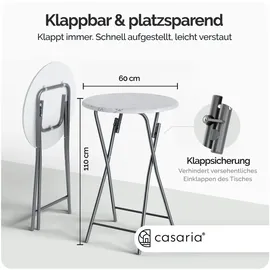 CASARIA Stehtisch Ø 60 x 110 cm weiß klappbar