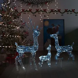 LED-Rentier-Familie Weihnachtsdeko Acryl 300 LED Kaltweiß