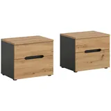 xonox.home Nachtkonsolen CANU, 2er-Set basaltgrau Artisan Nachbildung B/H/T: ca. 50x42x37 cm - basaltgrau