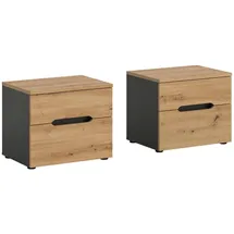 xonox.home Nachtkonsolen CANU, 2er-Set basaltgrau Artisan Nachbildung B/H/T: ca. 50x42x37 cm - basaltgrau