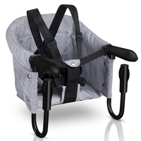 Gimisgu Tischsitz Faltbar Babysitz,Baby Hochstuhl Sitzerhöhung für zu Hause und Unterwegs,Belastbar bis 18 kg,Baby Tischsitz Stuhlsitz mit Transporttasche (Grau)