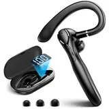 Yuede Headset Bluetooth, Headset mit Dual Mikrofon, In-Ear-Kopfhörer (Bluetooth Kopfhörer, Ladebox LED Anzeige Freisprechanlage Bluetooth Ohr, 100 Std Akkulaufzeit, Bluetooth 5.3 Kopfhörer mit Dual Mic Geräuschunterdrückung, 360° Rotatable Ear Hook, Ergonomisches Design, Kopfhörer Kabellos Bluetooth für Autofahren/Büro/Geschäft) schwarz