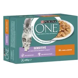 Purina ONE SENSITIVE Nassfutter Katze Adult zarte Stückchen in Sauce 8x85 g