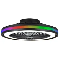 Melitec Deckenleuchte mit Ventilator, Deckenlampe mit Ventilator, dimmbar, RGB-Lauflicht,