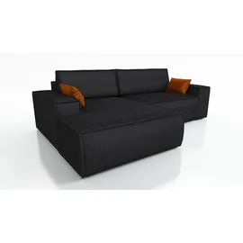 mebloland Ecksofa TOR mit Schlaffunktion. Farbe: Black. - Schwarz