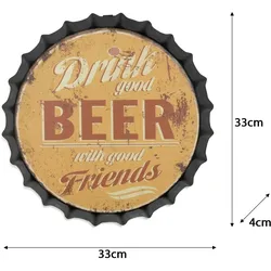 Moritz Deko Blechschild Kronkorken Drink Good Beer Bier trinken Metallschild Retro Vintage-Design zur Dekoration Wanddekoration