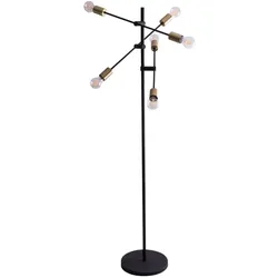 Retro Steh Lampe Decken Fluter messing schwarz Vintage Stand Leuchte schwenkbar
