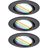 Paulmann LED Einbauleuchte Base 3er Set schwarz matt Zigbee Coin Rund 90 mm 420lm RGBW
