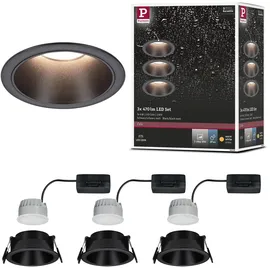 Paulmann Cole Coin Einbauleuchte 3er Set rund 88mm schwarz