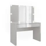 Vicco Schminktisch Annabelle Weiß Hochglanz/Weiß 110 cm mit Spiegel und Lampen