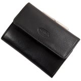 GoBago Bügelbörse Damen Leder Portemonnaie Geldbeutel Knipser 10,5 x 7,5 cm (Schwarz)