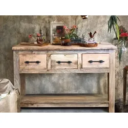 OPIUM OUTLET Möbel Kommode Schrank Sideboard CON-3D natur Mangoholz Massivholz
