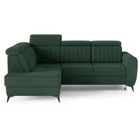 MOEBLO Ecksofa MOSTA II, Couch für Wohnzimmer, Schlafsofa Sofagarnitur Sofa Eckcouch L-Form Wohnlandschaft, Verstellbaren Kopfstützen- (BxHxT): 268x93/109x204 cm, mit Schlaffunktion und Bettkasten grün