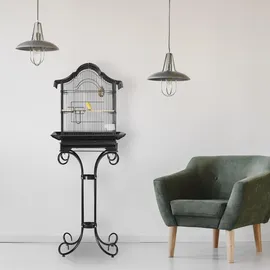 Relaxdays Vogelkäfig Mit Ständer 146,5 x 55 x 50 cm schwarz