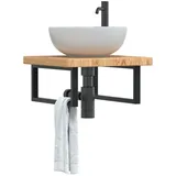 vidaXL Waschtischplatte Mit Halterung Stahl Und Massivholz Eiche