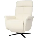 Relaxsessel MCW-L10, Design Fernsehsessel TV-Sessel Liegesessel, Liegefunktion drehbar, Voll-Leder ~ creme-weiß