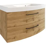 WELLTIME Waschbeckenschrank WELLTIME "Chicago", braun (wotaneiche), B:100cm H:59cm T:50cm, MDF, Schränke, Waschbeckenunterschrank, Badmöbel, Waschtisch, Breite 100 cm, mit Softclose