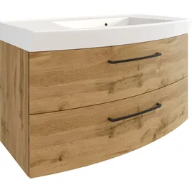 WELLTIME Waschbeckenschrank WELLTIME "Chicago", braun (wotaneiche), B:100cm H:59cm T:50cm, MDF, Schränke, Waschbeckenunterschrank, Badmöbel, Waschtisch, Breite 100 cm, mit Softclose