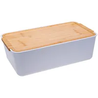 KaMel GmbH Brotkasten mit Schneidebrett aus Bambus-Holz, moderne Brotbox