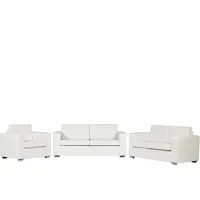 Sofa Set Leder weiß 6-Sitzer HELSINKI