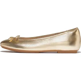 FitFlop Delicato Bow Soft Ballerina IH2-675, Women Ballerinas, Gold, 38 EU