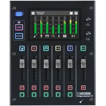Boss Gigcaster 5 | Kompakter 5-Kanal Audio-Streaming-Mixer mit Gitarre/Bass-Direkteingang | 2 XLR-Mikrofoneingängen | Stereo-Line-Eingang | 8 SFX Touchscreen-Pads | 16x12 USB Audio Interface