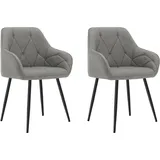 WOLTU Esszimmerstühle 2er Set, für Esszimmer Wohnzimmer, ergonomische Küchenstühle gepolstert mit Armlehnen, Metallbeinen, Sitzfläche aus Vintage-Kunstleder,Dunkelgrau