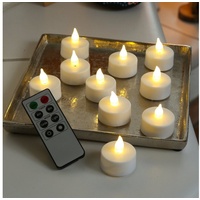 MARELIDA LED-Kerze LED Teelichter flackernd Timer mit Fernbedienung Funktionen 10er Set (10-tlg) weiß