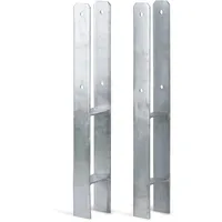 GAH Alberts Alberts 213206 H-Pfostenträger | feuerverzinkt | lichte Breite 81 mm | Gesamthöhe 600 mm | Materialstärke 5 mm | 2er Set