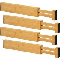 Joeji's Kitchen 4er-Set Bambus Holz Schubladenteiler - Federbelasteter 33cm