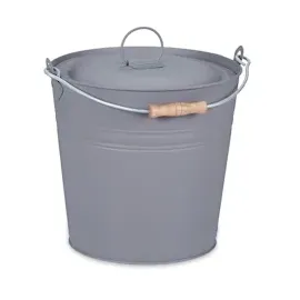 Relaxdays Ascheeimer mit Deckel 12 l grau