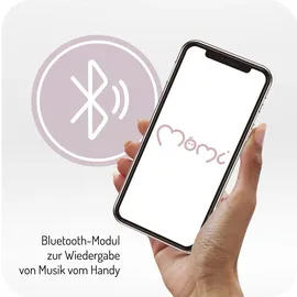 MOMI KENANI Babywippe für Kinder bis 9 kg, mit Fernbedienung & Musik, 5 Stufen – inkl. Moskitonetz – Hellgrau - Weiß