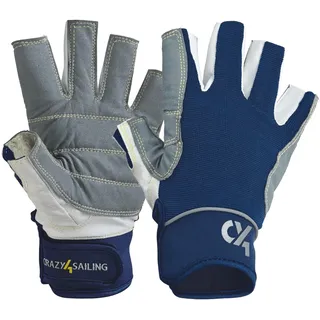 crazy4sailing Segelhandschuhe Herren & Damen Racing Navy M – Kurzfinger für Segeln, Kajak & Fahrrad – Griffiger Amara & Spandex Mix – Atmungsaktiv für Jolle & Sportboot