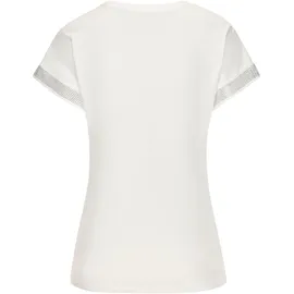 LASCANA Kurzarmshirt "mit glitzernem Strass-Design am Arm", Damen, Gr. 48/50, beige (creme), Single Jersey, Obermaterial: 100% Baumwolle, unifarben, figurumspielend, Rundhals, Shirts, aus luftiger Baumwoll-Qualität