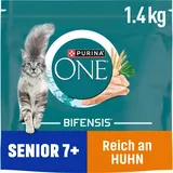 PURINA ONE BIFENSIS Senior 7+ Katzenfutter trocken, reich an Huhn, 6er Pack (6 x 1,4kg)