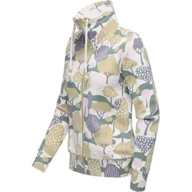 Ragwear Damen, Sweatjacke Trainingsjacke Sportjacke mit Allover-Print Ronette Print Ivory Gr. XS - XS